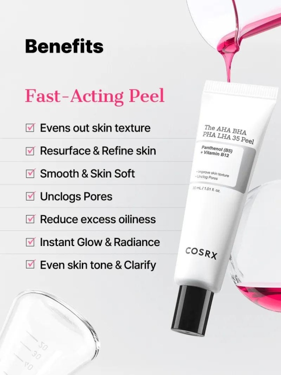 cosrx The AHA BHA PHA LHA 35 Peel مقشر احماض الفواكه الاحمر