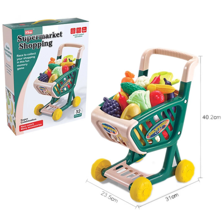 لعبة عربة التسوق مع فاكهة 32 قطعة
