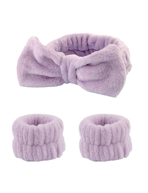 3 Pcs Bow Decor Bath Headband Set