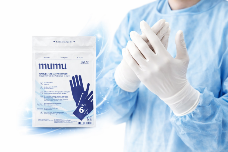 قلفزات معقمة خالية من البودرة بقياس (M) مامي الالمانية 