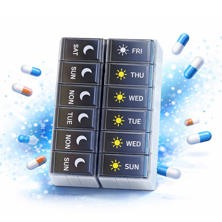 حافظة الدواء الاسبوعية صباحا ومساءا