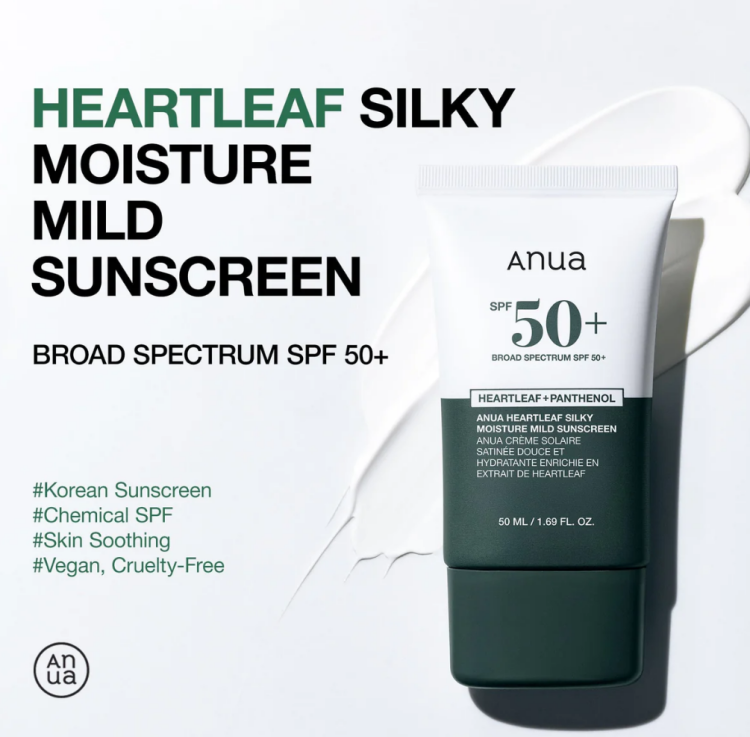 Anua, Heartleaf Silky Moisture Sun Cream