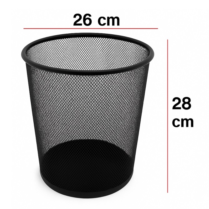 سلة مهملات معدن اسود 26x28 سم