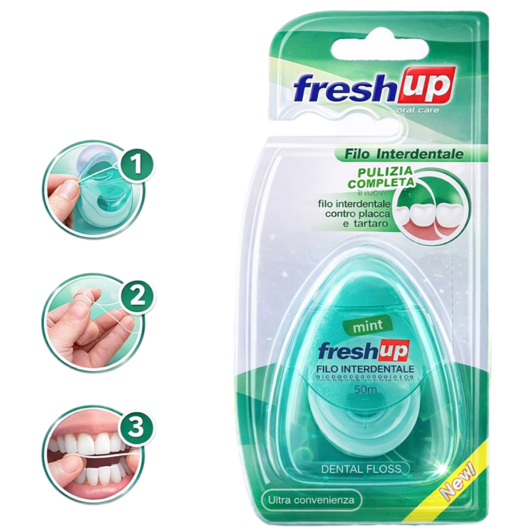 خيط تنظيف الأسنان فريش أب اخضر - 50 متر
