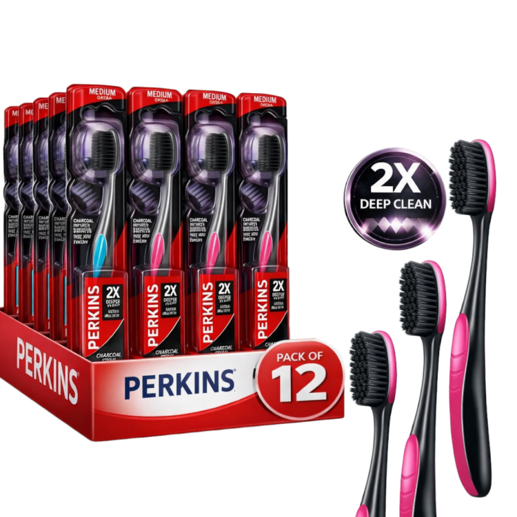  فرشاة أسنان بتقنية الفحم النشط من بيركنز 