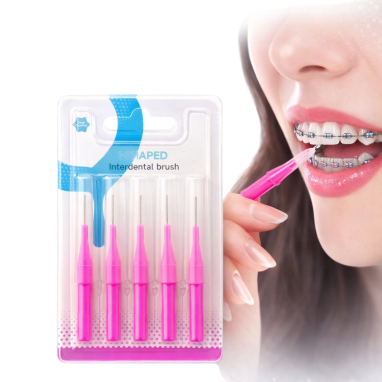 فرشاة لتنظيف تقويم الاسنان قياس 0.8 مليمتر عدد 5 قطع