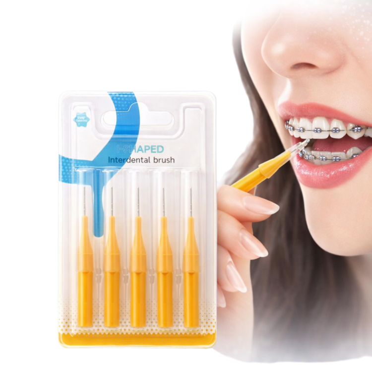 فرشاة لتنظيف تقويم الاسنان قياس 0.6 مليمتر عدد 5 قطع