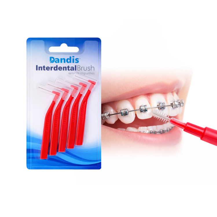 فرشاة لتنظيف تقويم الاسنان بزاوية 50 درجة قياس 1.2 مليمتر عدد 5 قطع