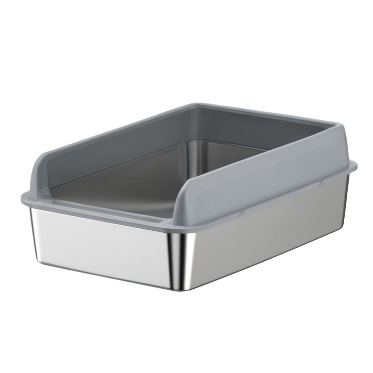 Standard open box for cat litter made of stainless steel