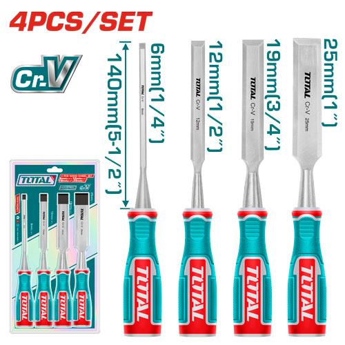 TOTAL THT41K0401 4 Pcs wood chisel set طقم سنسيل خشب