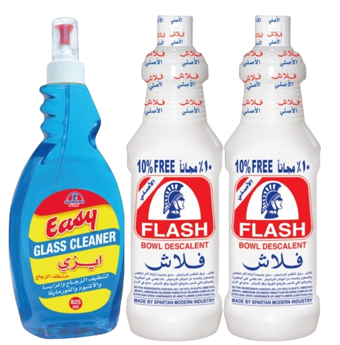 فلاش منظف حمام 920 مل 2 قطعة + إيزي منظّف زجاج 825 مل