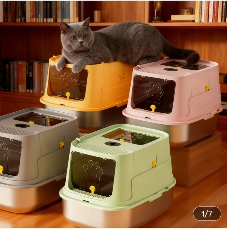 JPZ-1-5 صندوق فضلات القطط المصنوع من الفولاذ المقاوم للصدأ 