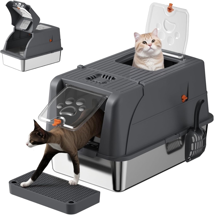 JPZ-1-7 حوض سفلي 13 سم صندوق فضلات مغلق بالكامل من الفولاذ المقاوم للصدأ