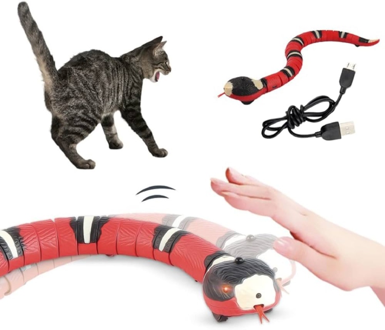 Snake Cat Toy for Cats, Smart Sensing Snake Rechargeable, Automatically Sense Obstacles and Escape