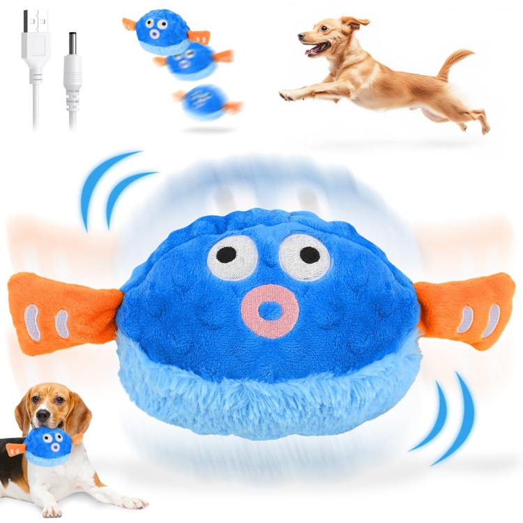 Electric Bouncing Ball Dog Toy - Blue Pufferfish