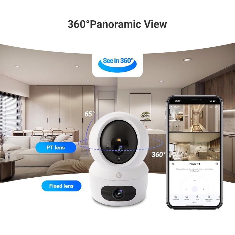 EZVIZ H7C DUAL 4MP+4MP  (2K + 2K) RESOLUTION PAN & TILT WI-FI CAMERA | PANIC 2 WAY CALL BUTTON | AI HUMAN DETECTION | PANORAMIC VIEW |SMART COLOR NIGH