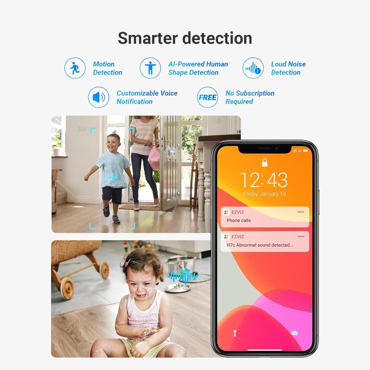 EZVIZ H7C DUAL 4MP+4MP  (2K + 2K) RESOLUTION PAN & TILT WI-FI CAMERA | PANIC 2 WAY CALL BUTTON | AI HUMAN DETECTION | PANORAMIC VIEW |SMART COLOR NIGH