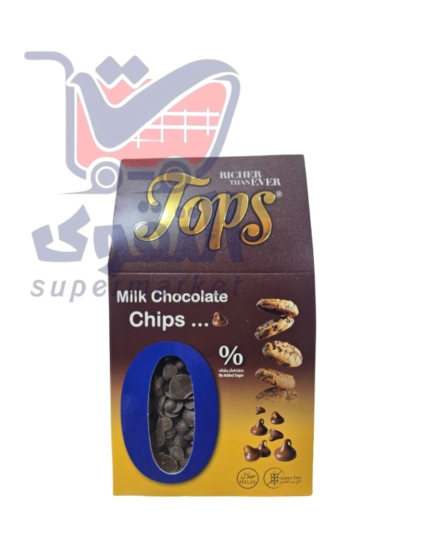 توبس شوكلت شيبس بالحليب بدون سكر175غ