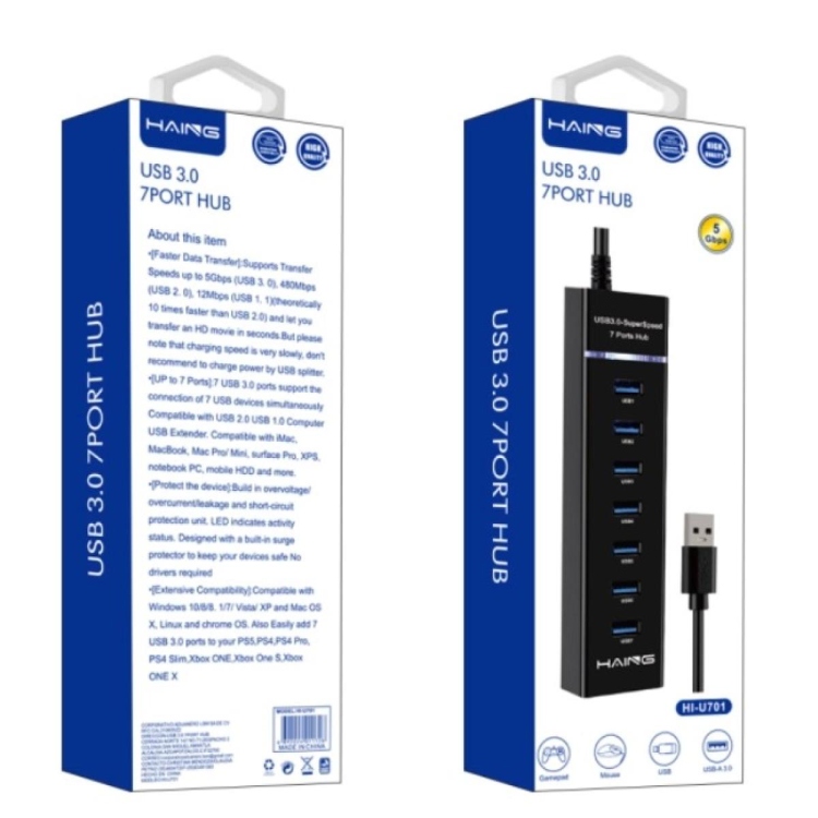 HAING HI-U701 USB 3.0 7 Port Hub 5Gbps