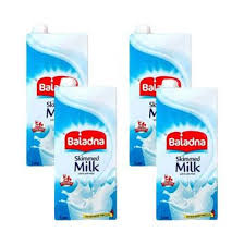 بلدنا حليب طويل الأمد خالي الدسم 1 لتر 4 حبات
