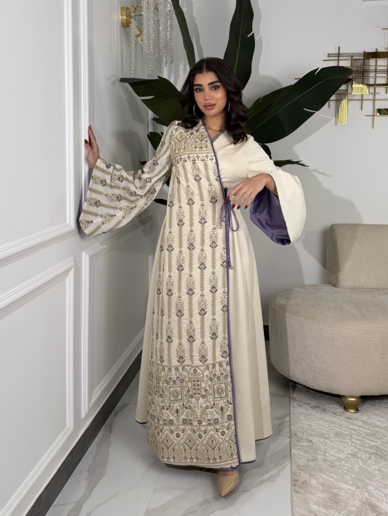 Open Front Jalabiya With Belt جلابية مسك