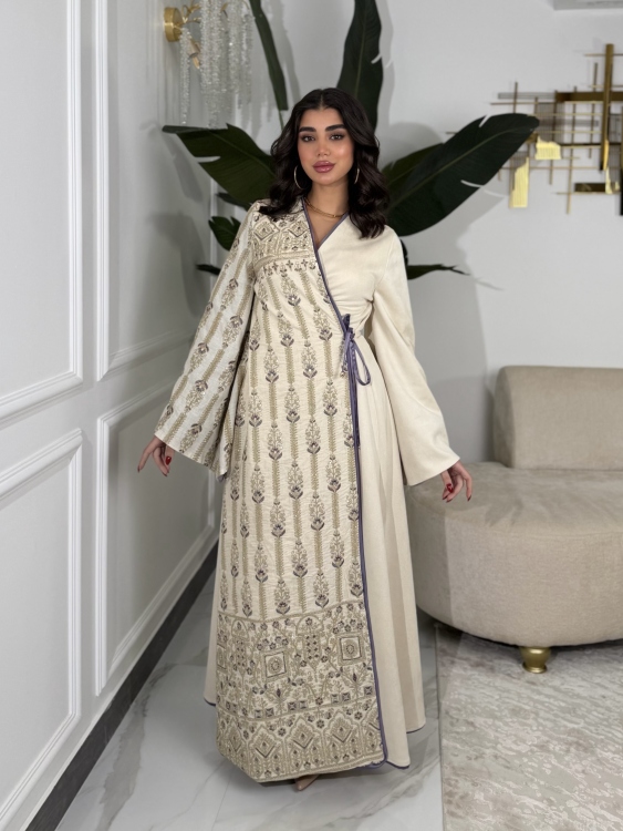 Open Front Jalabiya With Belt جلابية مسك