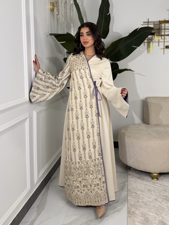 Open Front Jalabiya With Belt جلابية مسك