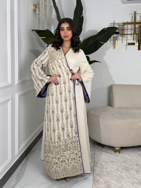 Open Front Jalabiya With Belt جلابية مسك