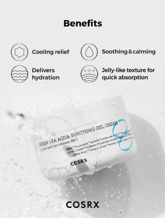 Cosrx, Green Tea Aqua Soothing Gel Cream 