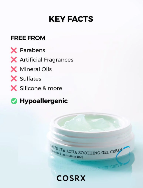 Cosrx, Green Tea Aqua Soothing Gel Cream 