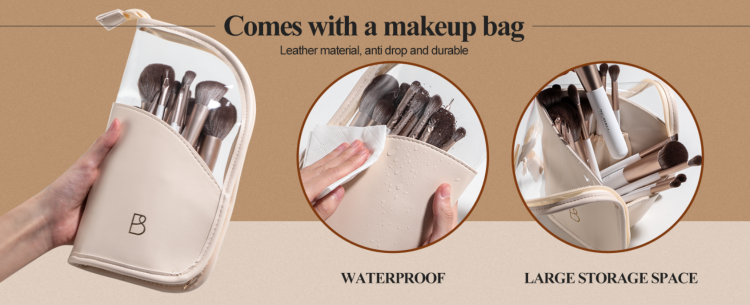 BS-MALL, Makeup Brushes With Bag Case 18 Pcs