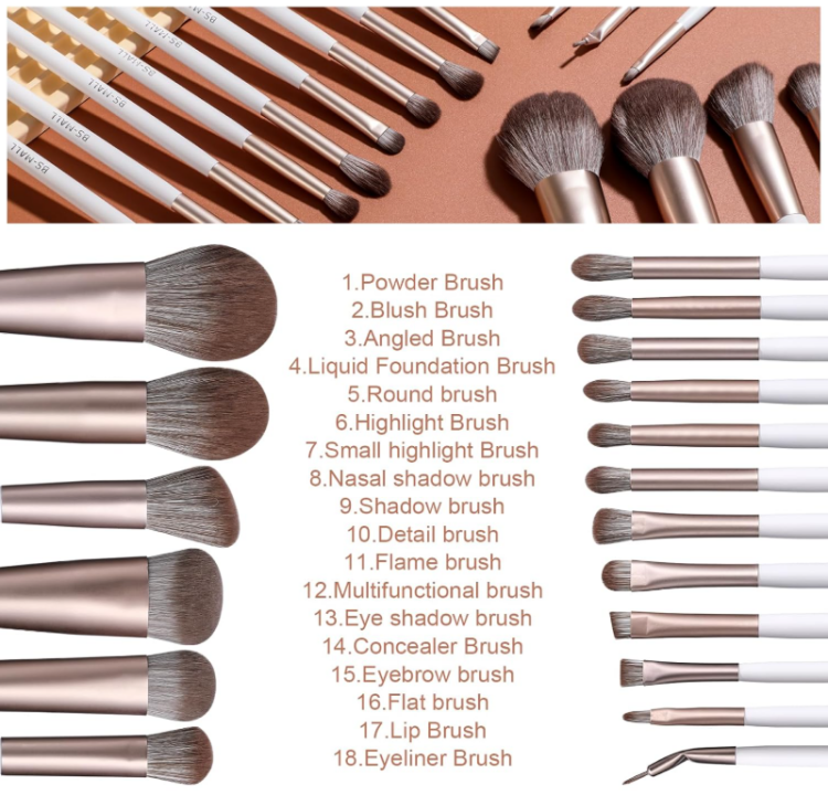 BS-MALL, Makeup Brushes With Bag Case 18 Pcs