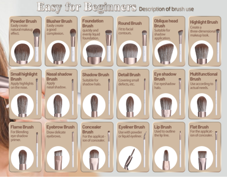 BS-MALL, Makeup Brushes With Bag Case 18 Pcs