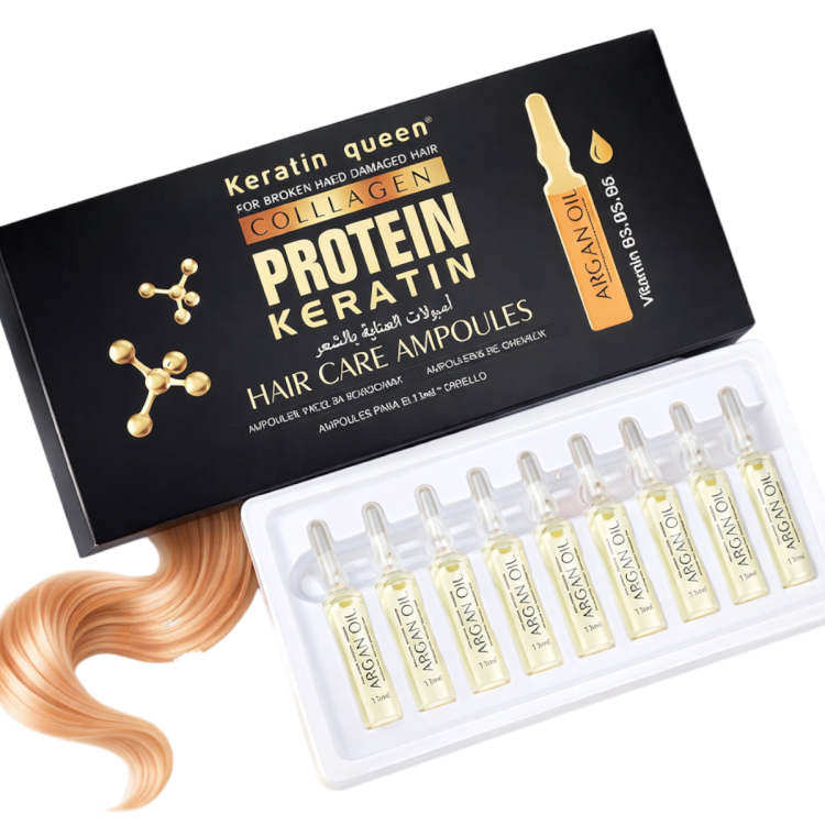 امبولات البروتين كوين لإصلاح الشعر التالف والمتقصف عدد 10 امبولات