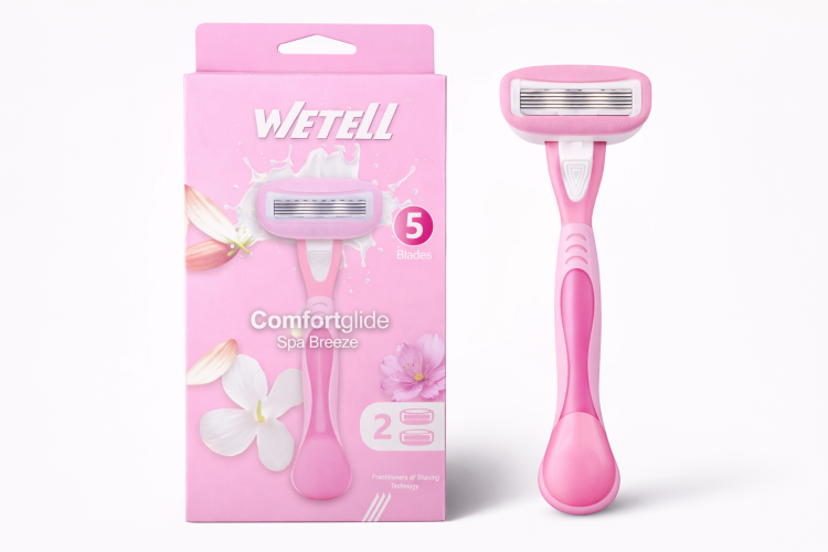 ماكينة الحلاقة النسائية ووتل رأسين عدد 5 شفرات بالورد