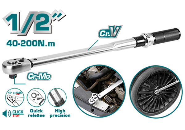 Total THPTW200N2 Torque Wrench 1/2" 40-200N ساعة شد بوكس