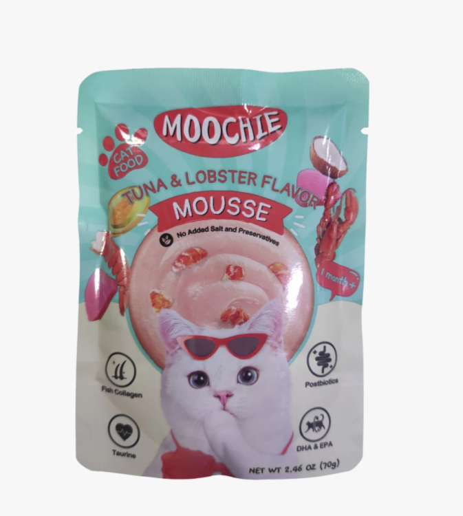مووتشي مووس بنكهة التونة واللوبستر الغنية بالعناصر الغذائية لتعزيز صحة القطط وعافيتها