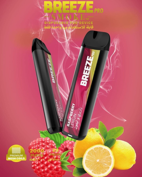 Breeze Pro Raspberry Lemon 2000 Puffs Disposable Vape