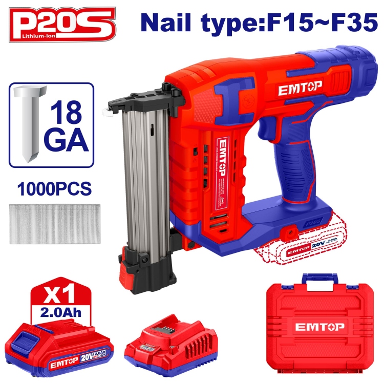 فرد مسمار شحن ازرق 20V مع 2 بطارية 2A وشاحن من  ELBNLI3508    (15-35)mm