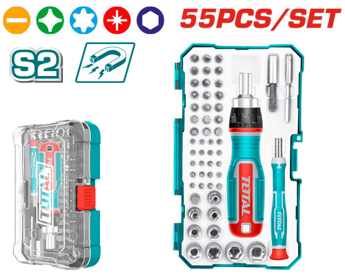 Total TACSD30556 55Pcs Screwdriver Bits Setطقم مفك مع راسيات 