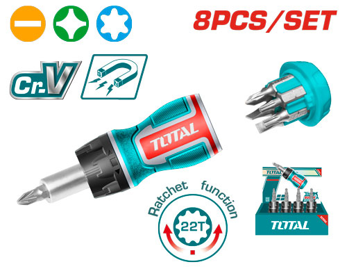 Total TACSDS1726 8 IN 1  Stubby screwdriver set مفك مع راسيات 8*1