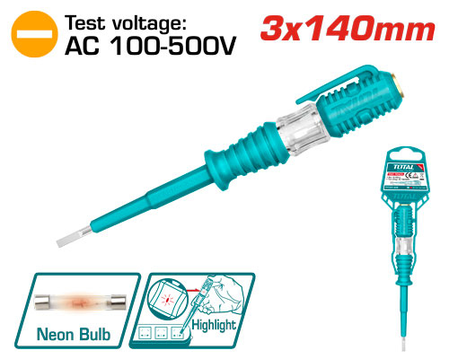 TOTAL THT291408 Test pencil 3x140mm مفك تستر صغير