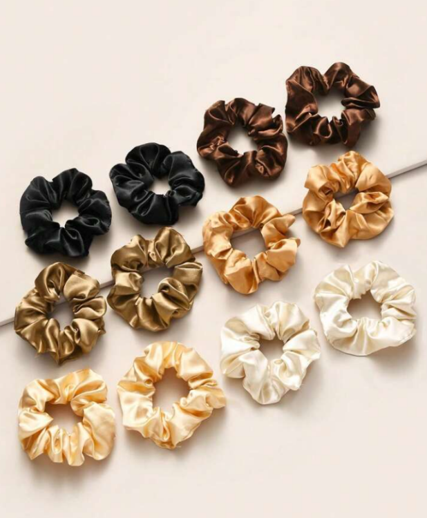 Satin scrunchies (saving collection 12pcs)  بكج بكل ساتان (بكج توفيري ١٢ قطعة)