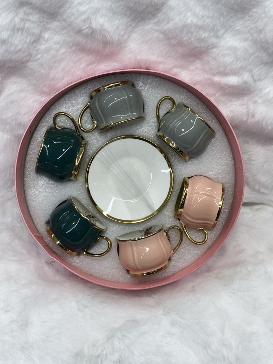 طقم فناجين ملون وردة عدد 6 