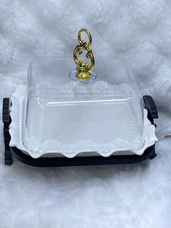 جاط مع غطاء و ستاند خشب 