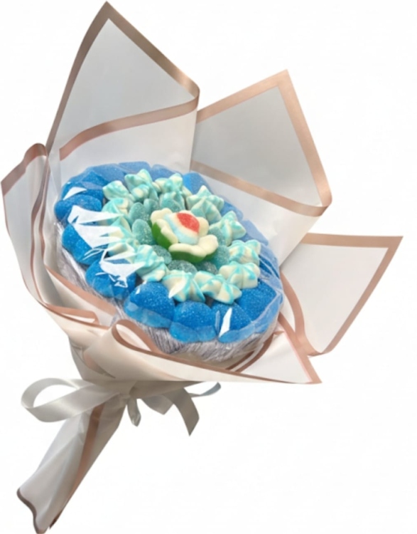 كاندي سويت  بوكيه توت ازرق حجم وسط 