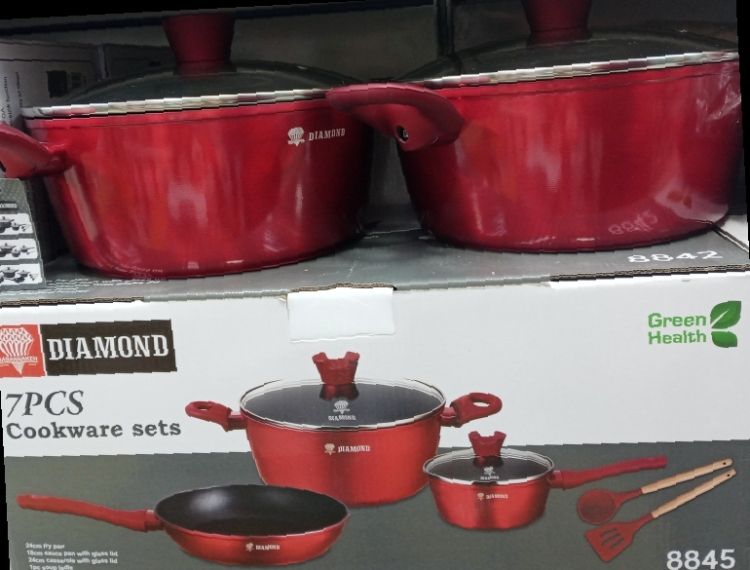 طقم دايموند طنجرة+ كسرولة +مقلاة+مغرفتين