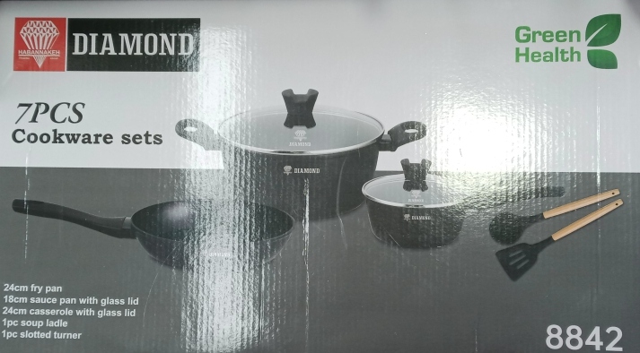 طقم دايموند طنجرة+ كسرولة +مقلاة+مغرفتين
