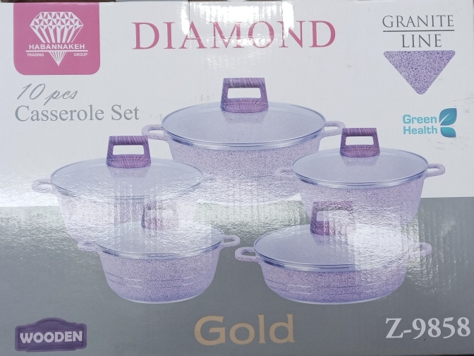 طقم طناجر دايموند جرانيت الوان 10 قطع