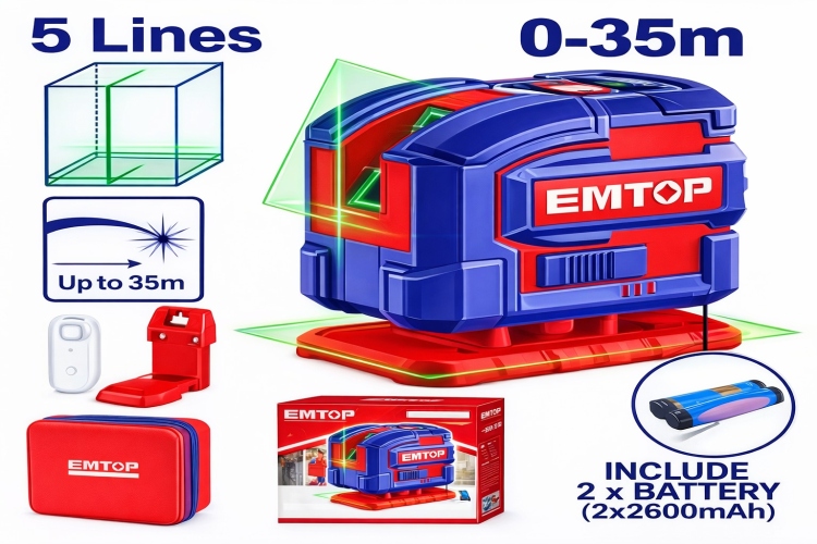 جهاز ليزر اخضر 5 خط   افقي و عامودي   35 متر سوبر  ESLE306502